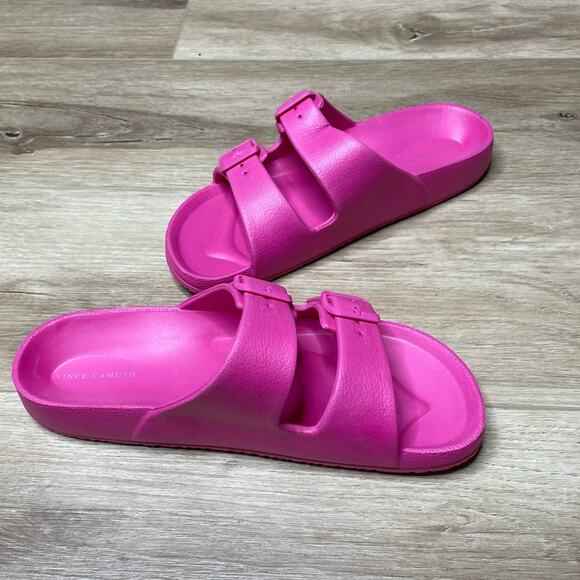 Vince Camuto Women's Pink Double Adjustable Strap Jacquell Slide Sandals sz 7 - Picture 4 of 7